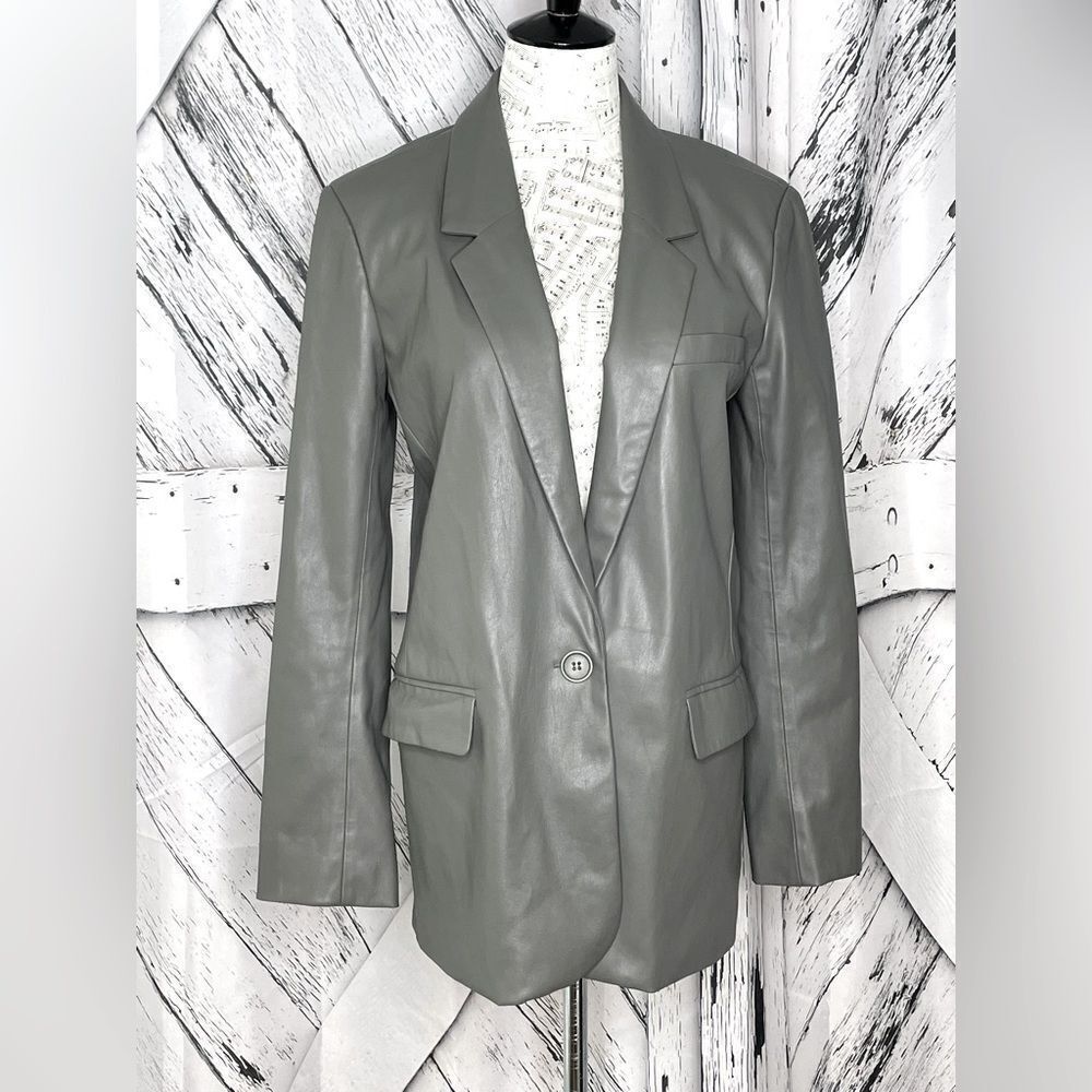 BB DAKOTA Faux Leather Blazer Jacket Gray S